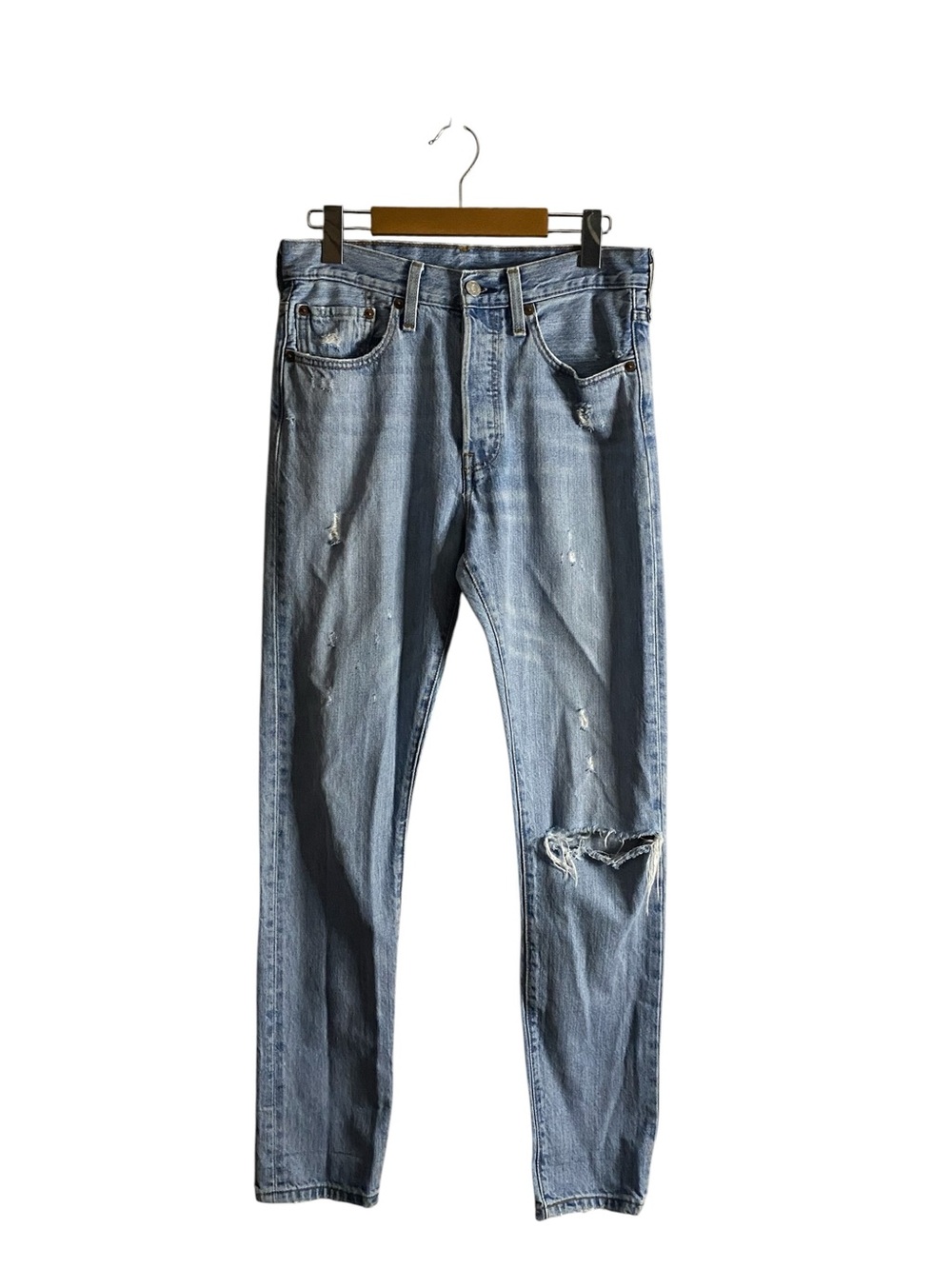 Levi's 501 Women's Light Wash Skinny Distressed Button-Fly Denim Jeans